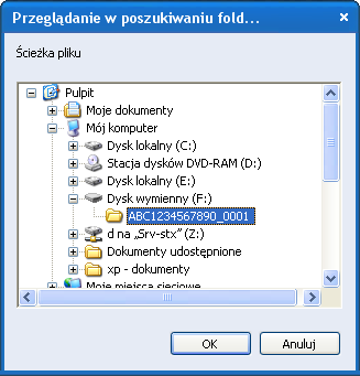 W oknie programu pojawi się lista dostępnych dodanych nośników danych. Należy wybrać nośnik lub zestaw nośników, które zostaną wczytane do programu.