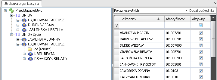 3. Tworzenie struktury pośredników - dodanie pośrednika z listy istniejących -
