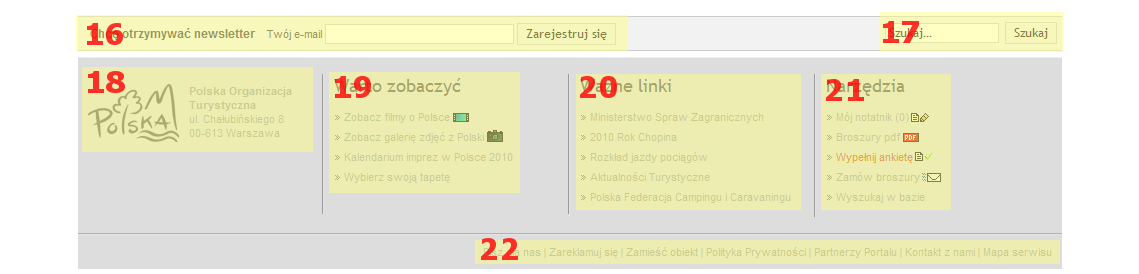 rysunek 3 Moduły w dolnej części strony Sąd Rejonowy dla Krakowa Śródmieścia w Krakowie, XI Wydział