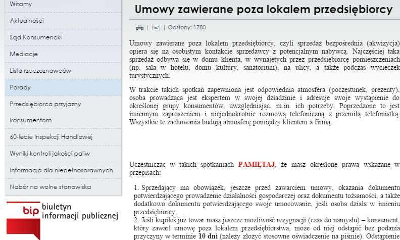 Inspekcja Handlowa Certyfikat Przedsiębiorca przyjazny konsumentom.