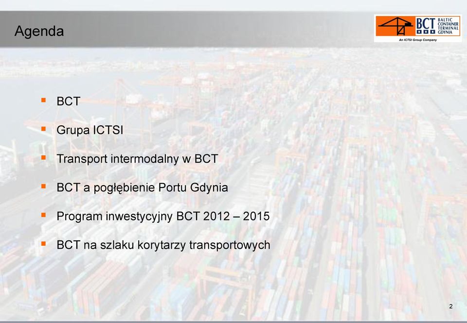 Portu Gdynia Program inwestycyjny BCT