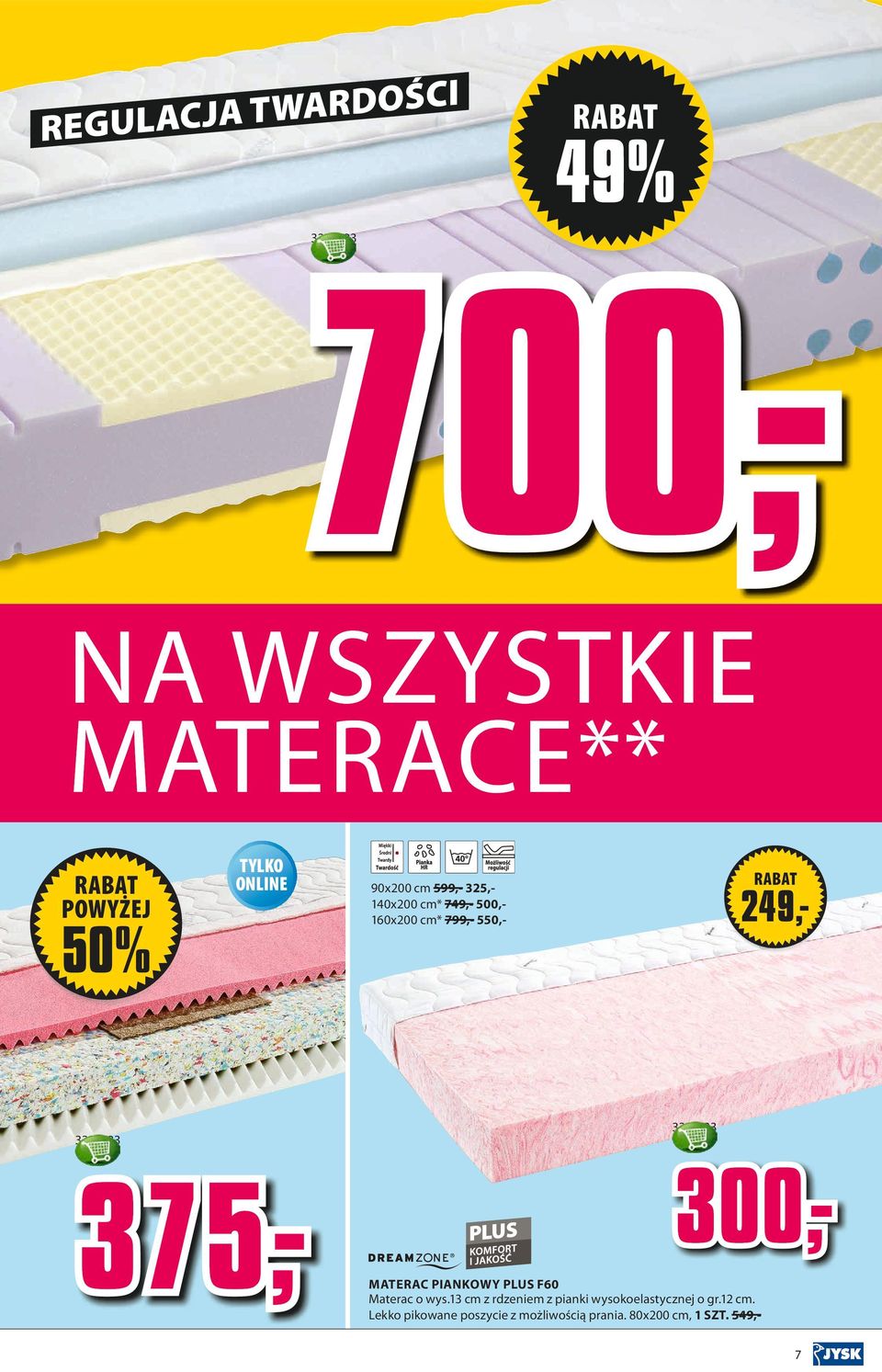 249,- 3335123 300,MATERAC PIANKOWY PLUS F60 Materac o wys.