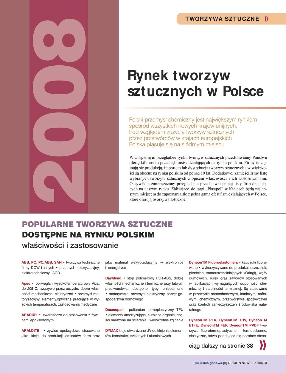 W załączonym przeglądzie rynku tworzyw sztucznych przedstawiamy Państwu ofertę kilkunastu przedsiębiorstw działających na rynku polskim.
