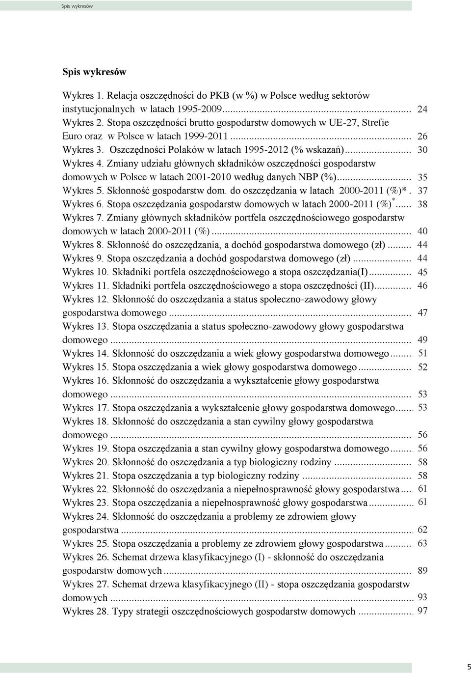 Zmiany udziału głównych składników oszczędności gospodarstw domowych w Polsce w latach 2001-2010 według danych NBP (%)... 32 35 Wykres 5. Skłonność gospodarstw dom.