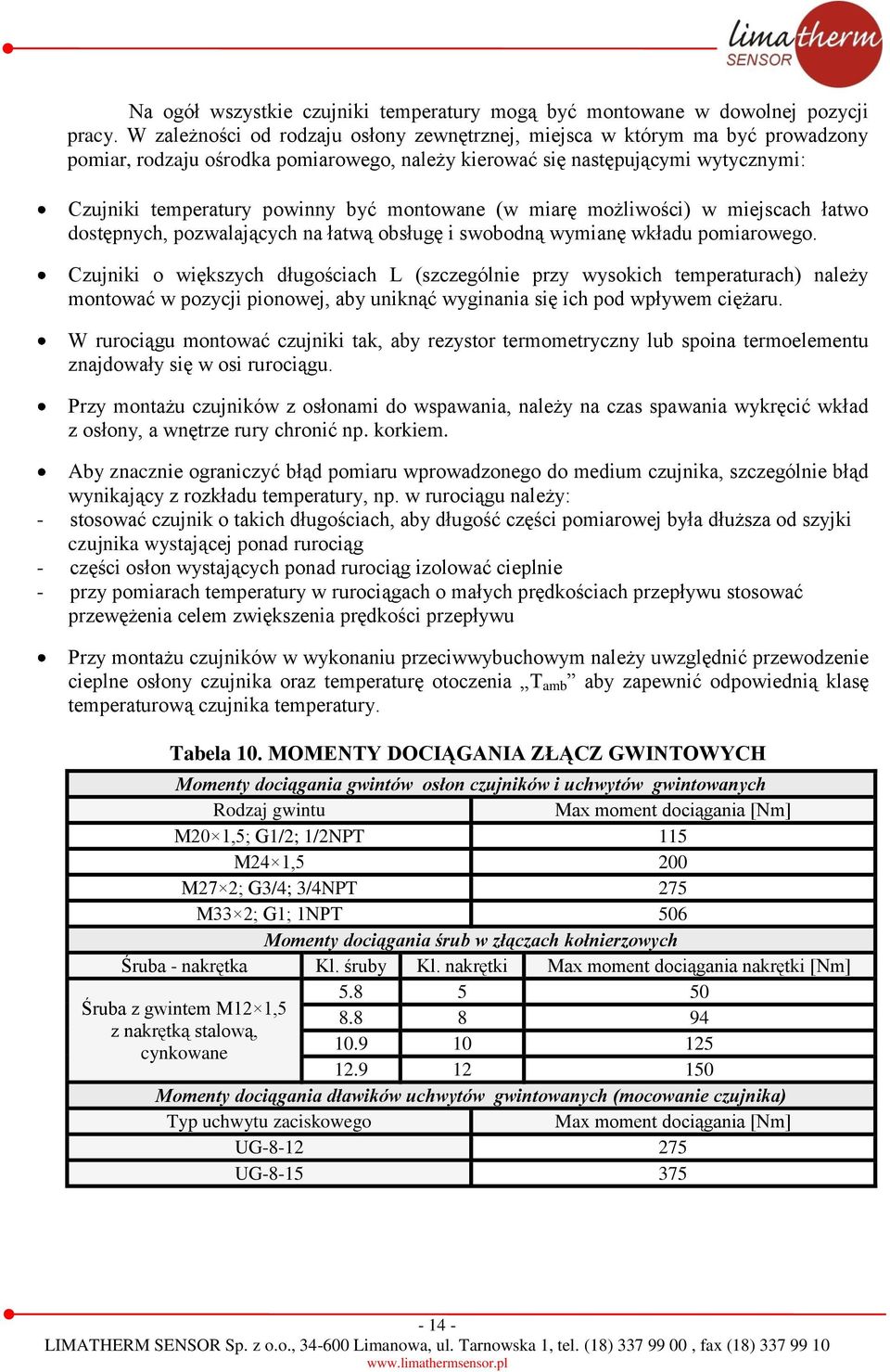 montowane (w miarę możliwości) w miejscach łatwo dostępnych, pozwalających na łatwą obsługę i swobodną wymianę wkładu pomiarowego.