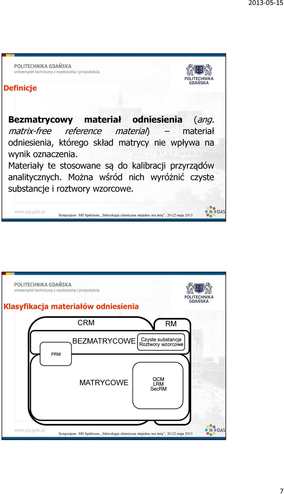 oznaczenia. Materiały te stosowane są do kalibracji przyrządów analitycznych.