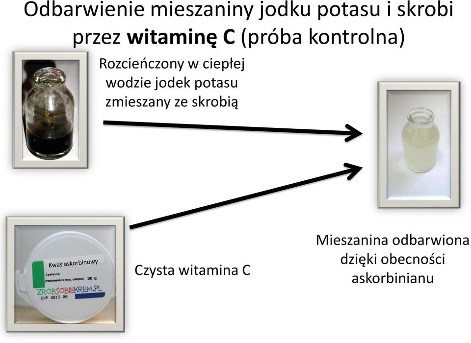 wodzie jodek potasu zmieszany ze skrobią Czysta