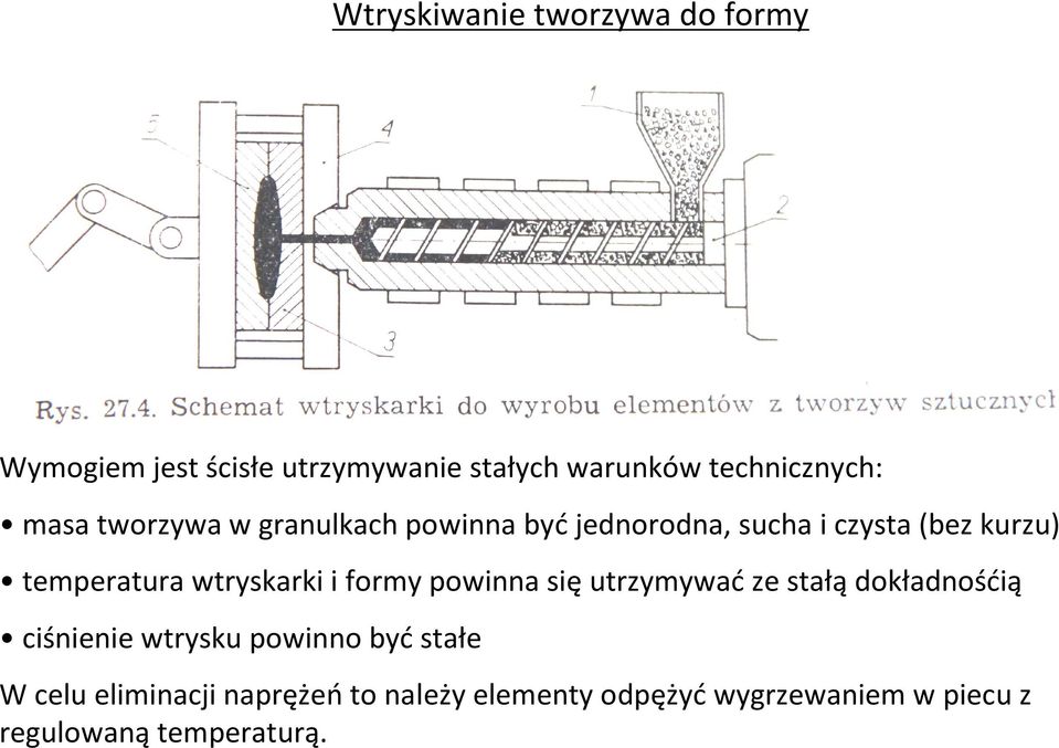 wtryskarki i formy powinna się utrzymywać ze stałą dokładnośćią ciśnienie wtrysku powinno być