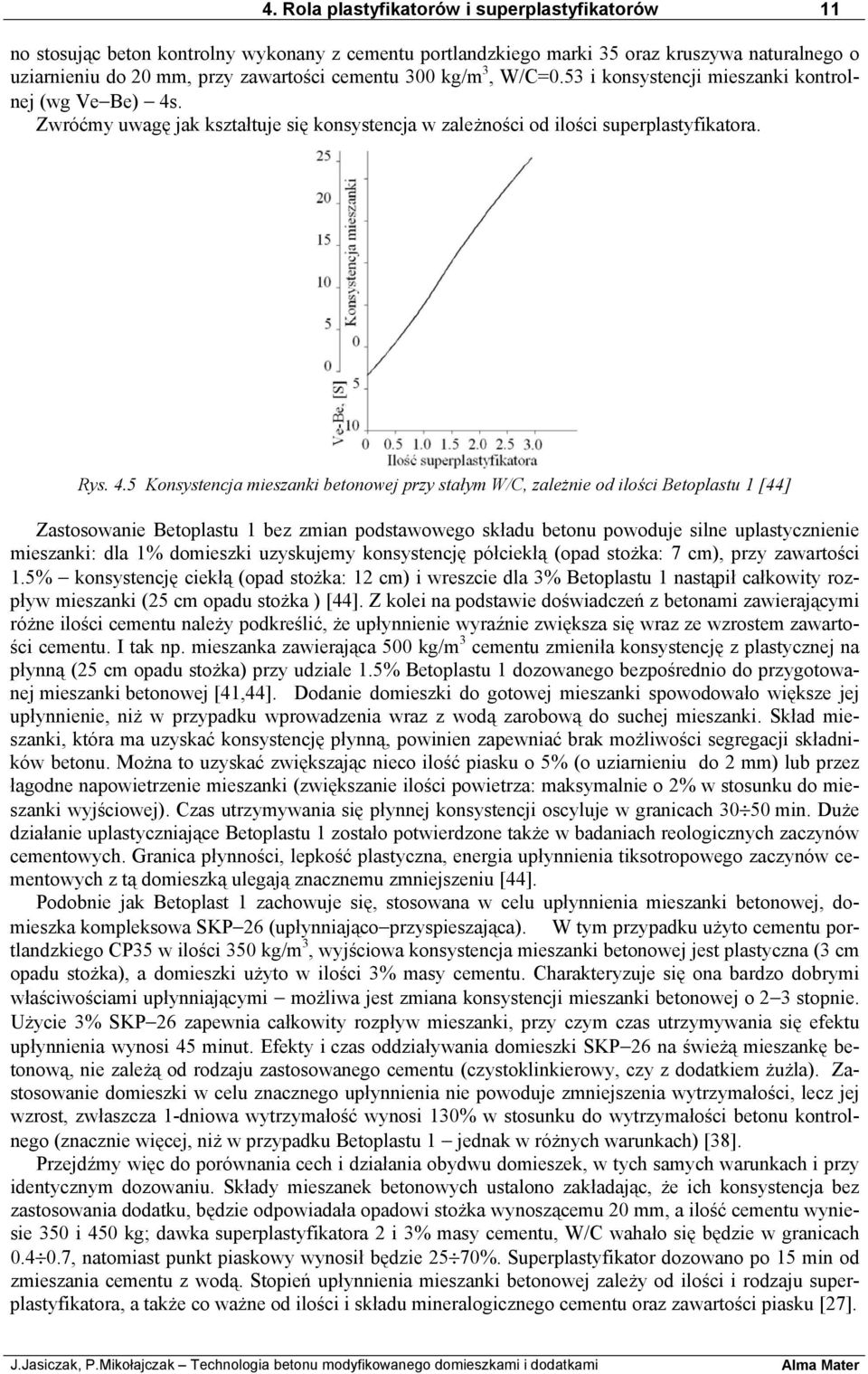 . Zwróćmy uwagę jak kształtuje się konsystencja w zależności od ilości superplastyfikatora. Rys. 4.