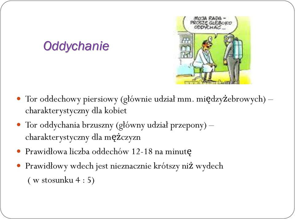 (główny udział przepony) charakterystyczny dla mężczyzn Prawidłowa liczba