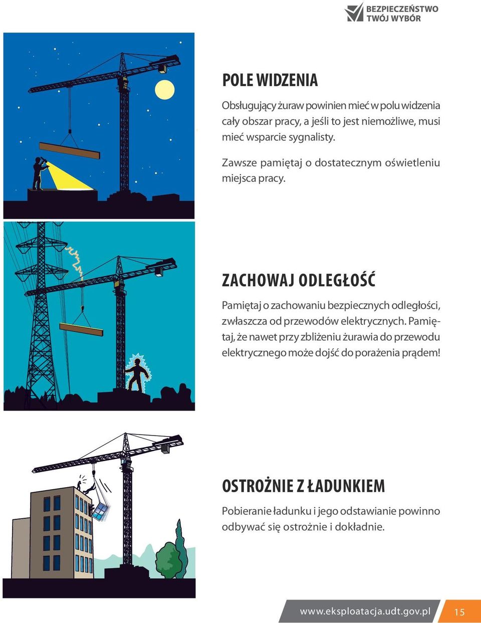 Zachowaj odległość Pamiętaj o zachowaniu bezpiecznych odległości, zwłaszcza od przewodów elektrycznych.