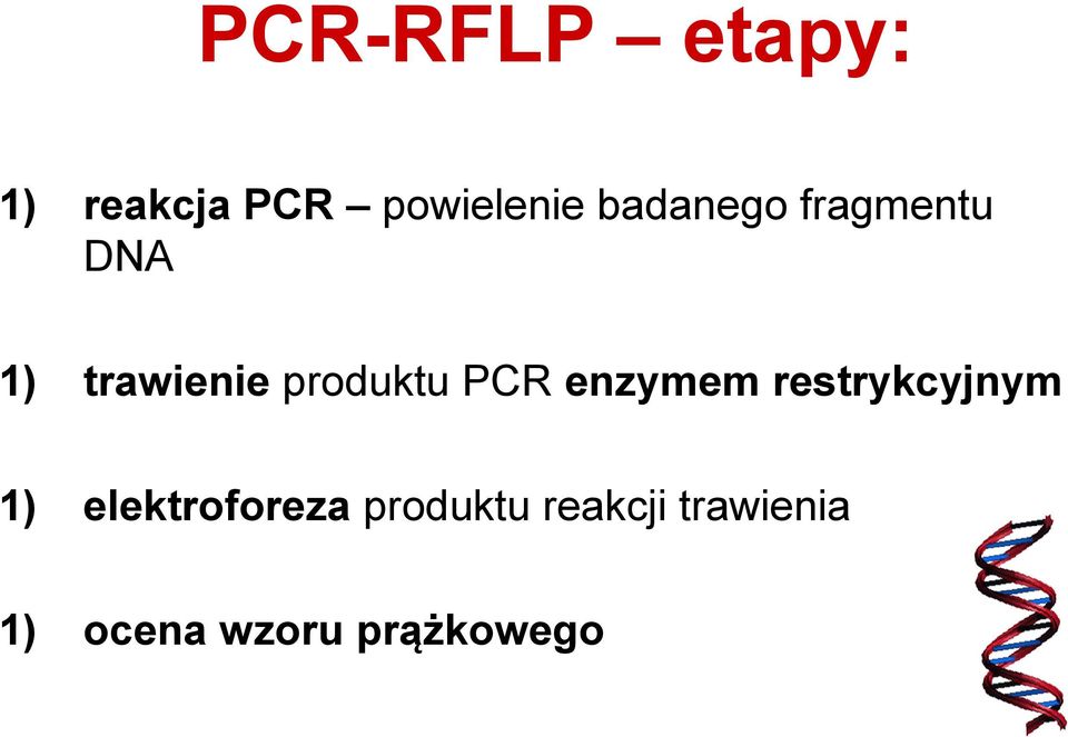 PCR enzymem restrykcyjnym 1) elektroforeza