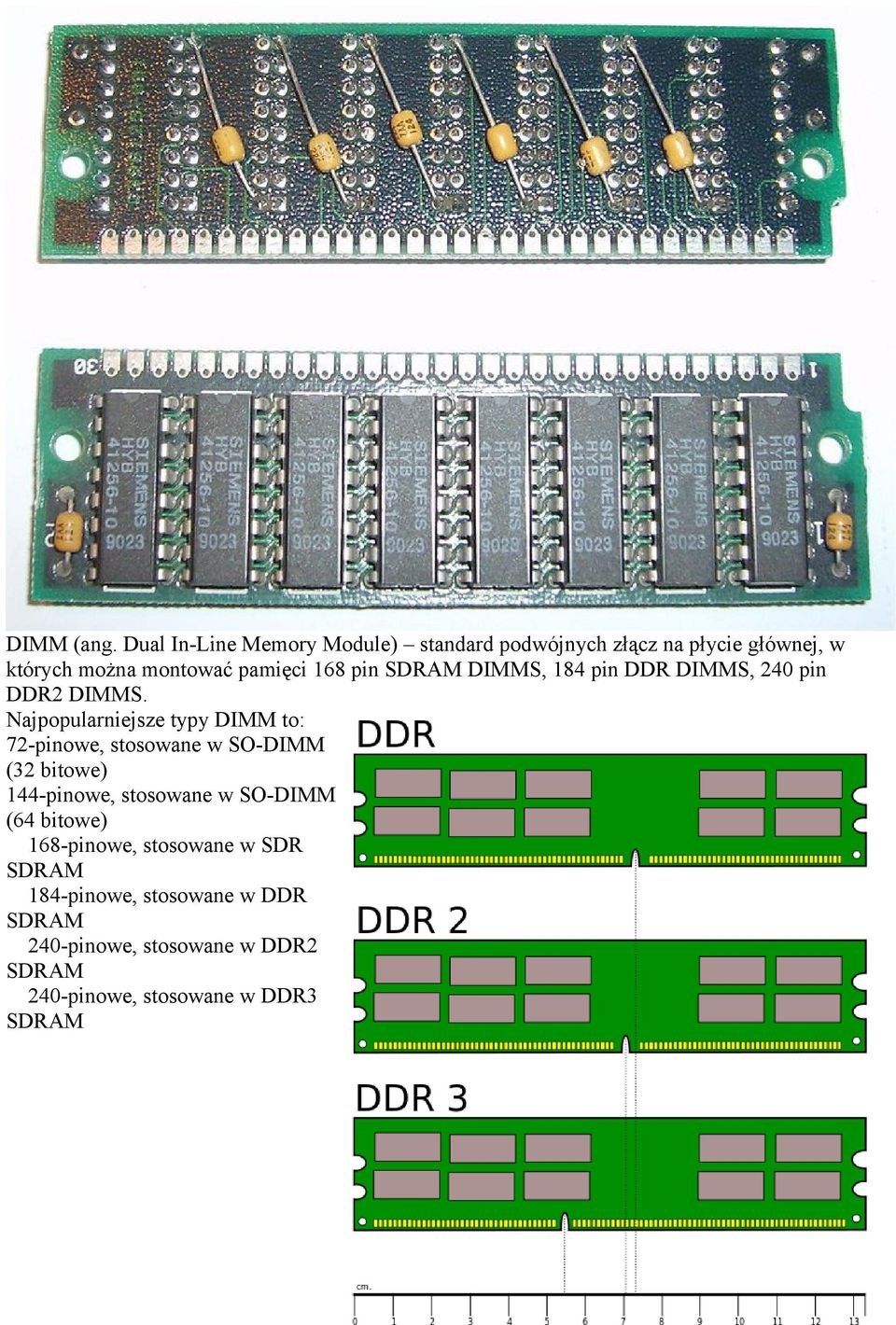 pamięci 168 pin DIMMS, 184 pin DDR DIMMS, 240 pin DDR2 DIMMS.