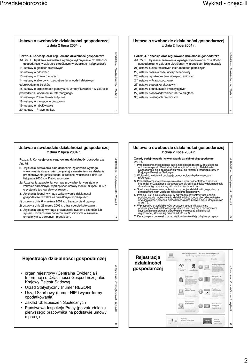 Uzyskania zezwolenia wymaga wykonywanie działalności gospodarczej w zakresie określonym w przepisach [ciąg dalszy]: 11) ustawy o giełdach towarowych 12) ustawy o odpadach 13) ustawy Prawo o miarach