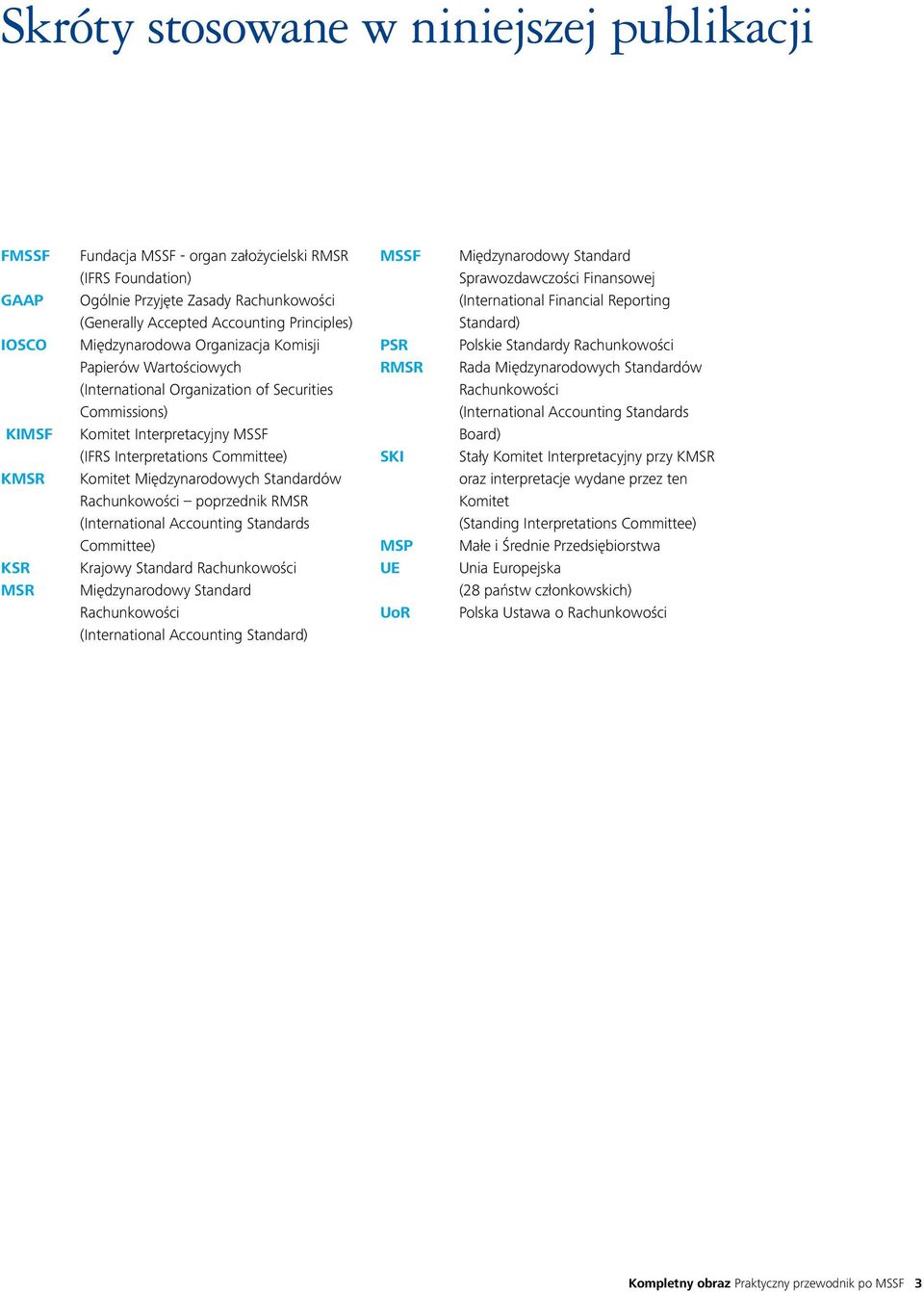 of Securities Commissions) Komitet Interpretacyjny MSSF (IFRS Interpretations Committee) Komitet Międzynarodowych Standardów Rachunkowości poprzednik RMSR (International Accounting Standards