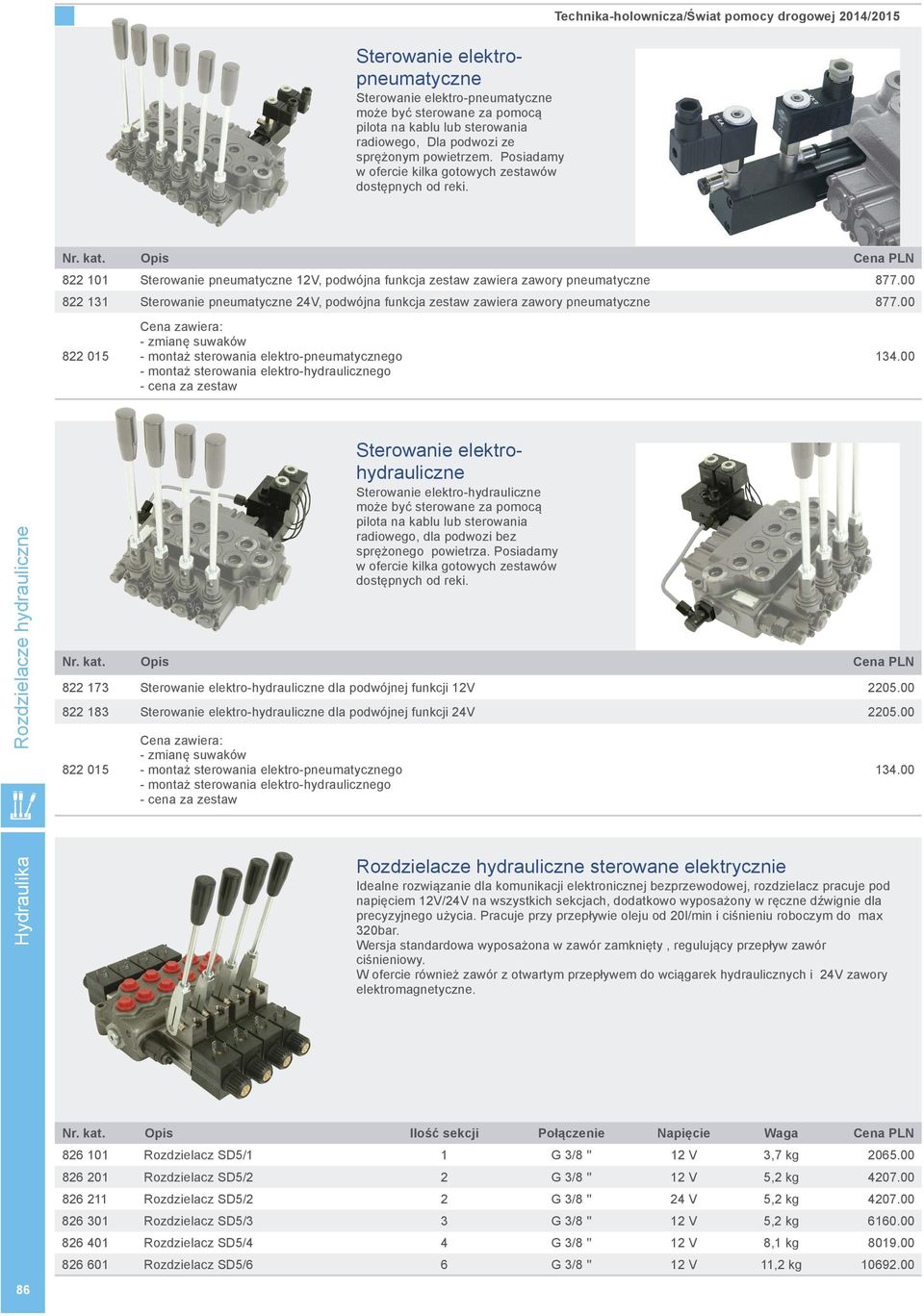 Technika-holownicza/Świat pomocy drogowej 2014/2015 822 101 Sterowanie pneumatyczne 12V, podwójna funkcja zestaw zawiera zawory pneumatyczne 877.
