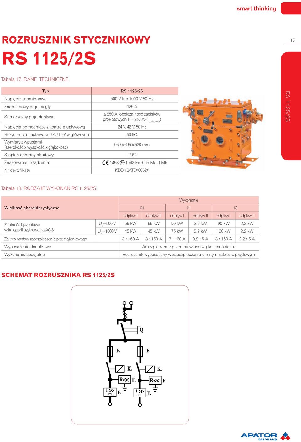 Hz 125 A 250 A (obciążalność zacisków przelotowych I = 250 A - I obciążenia ) 24 V, 42 V, 50 Hz 50 kω Wymiary z wpustami (szerokość x wysokość x głębokość) 950 x 695 x 520 mm Znakowanie urządzenia