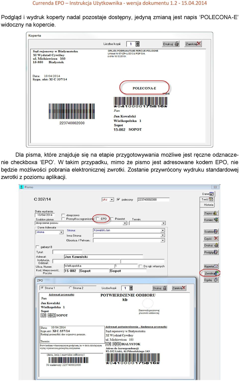Dla pisma, które znajduje się na etapie przygotowywania możliwe jest ręczne odznaczenie checkboxa