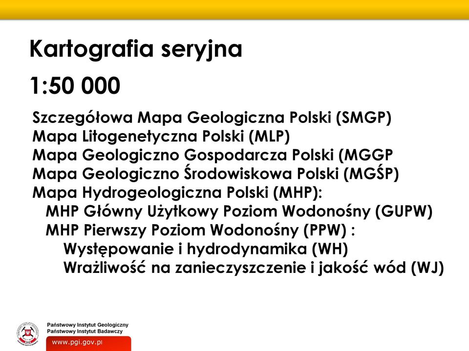 (MGŚP) Mapa Hydrogeologiczna Polski (MHP): MHP Główny Użytkowy Poziom Wodonośny (GUPW) MHP