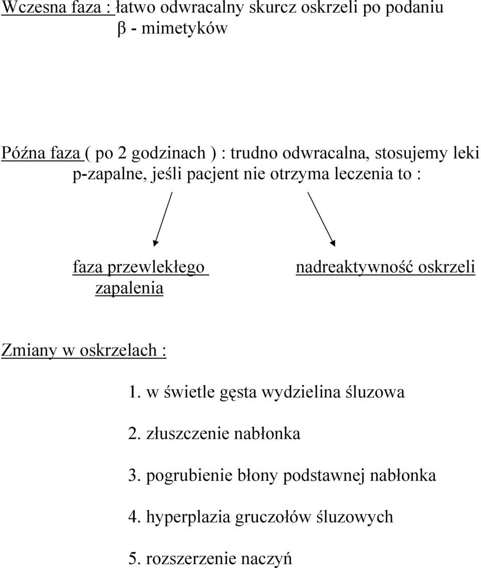 zapalenia nadreaktywność oskrzeli Zmiany w oskrzelach : 1. w świetle gęsta wydzielina śluzowa 2.