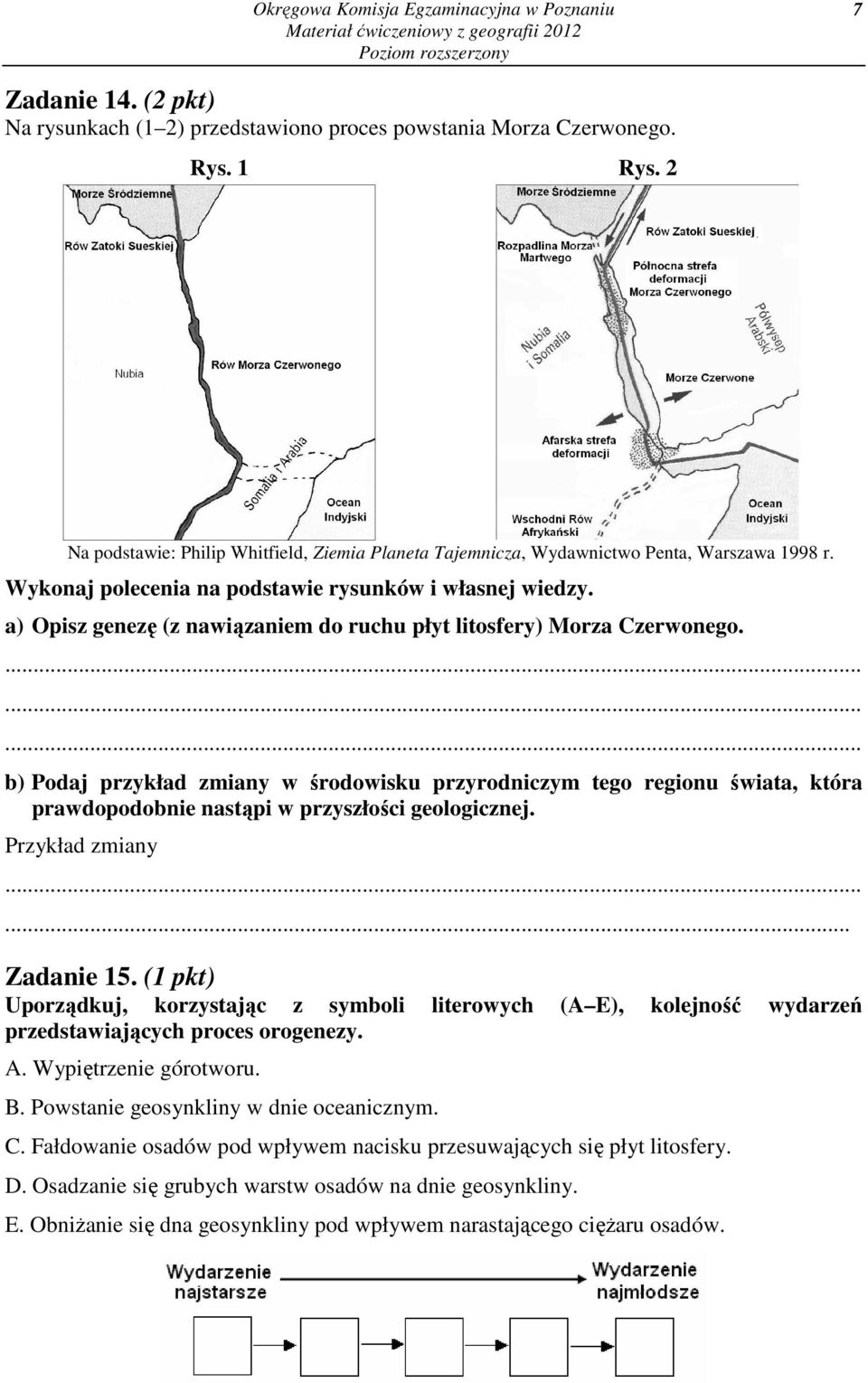 a) Opisz genezę (z nawiązaniem do ruchu płyt litosfery) Morza Czerwonego.