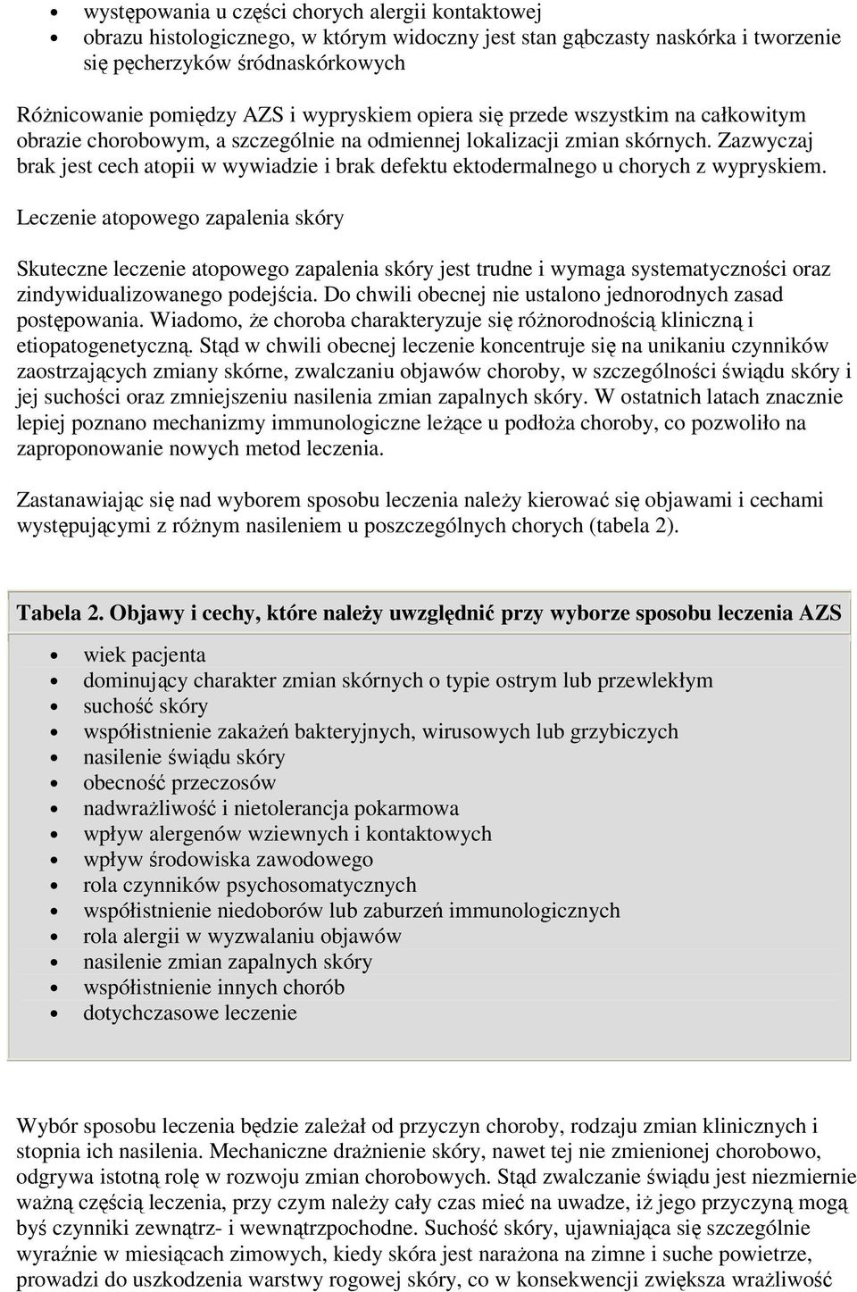 Zazwyczaj brak jest cech atopii w wywiadzie i brak defektu ektodermalnego u chorych z wypryskiem.