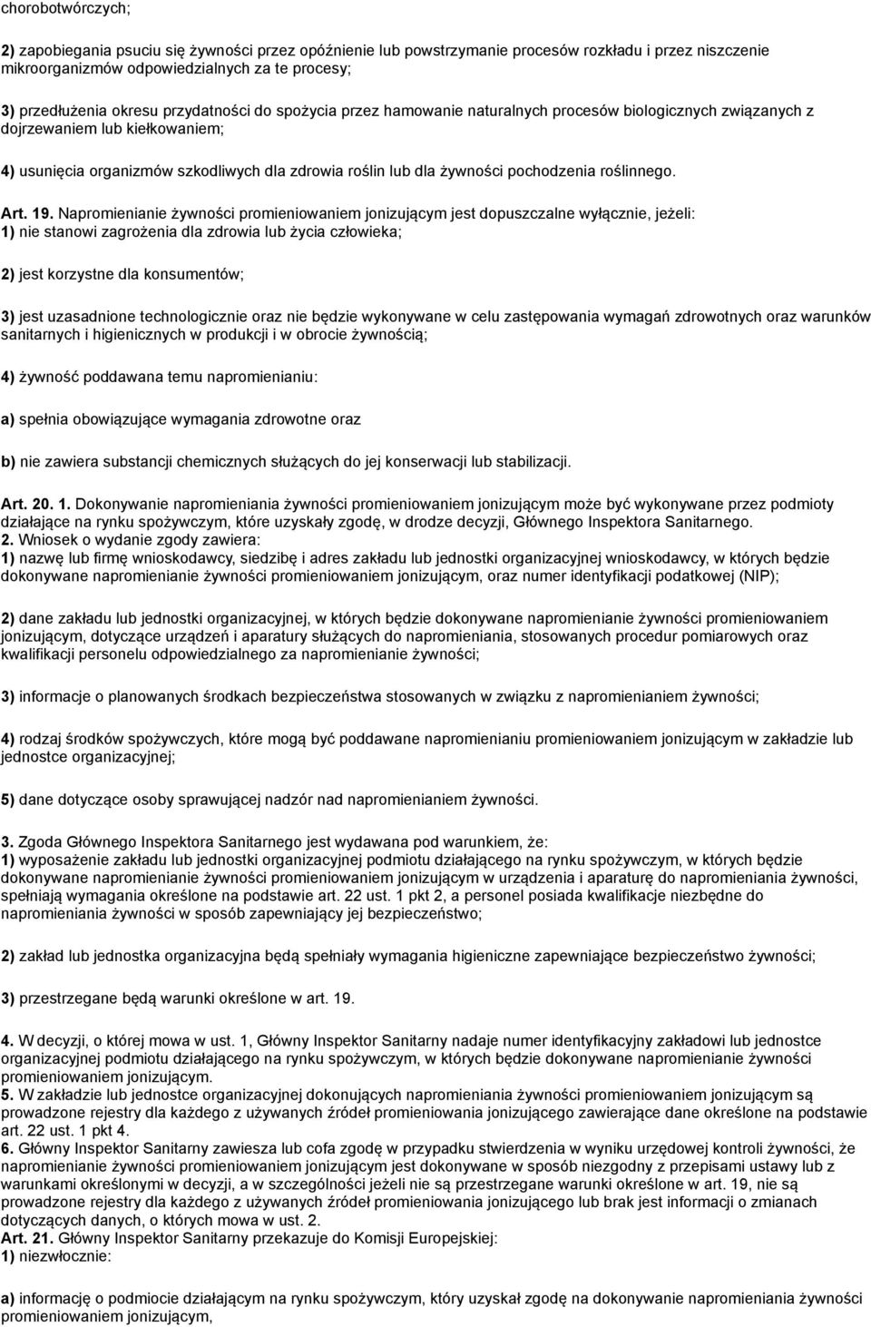 pochodzenia roślinnego. Art. 19.