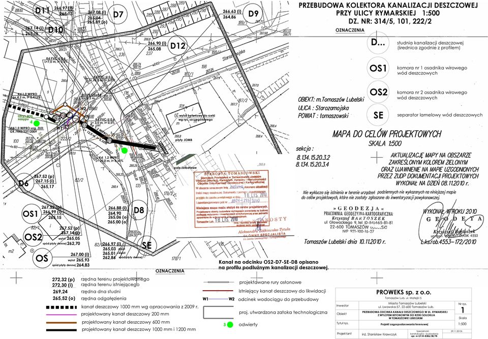 .. D2 studnia kanalizacji deszczowej (średnica zgodnie z profilem) Kd PVC-U 0,6 L=7,0 m, i= 0,5% OS komora nr osadnika wirowego wód deszczowych OS2 komora nr 2 osadnika wirowego wód deszczowych Kd