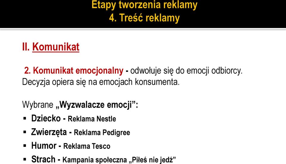 Decyzja opiera się na emocjach konsumenta.