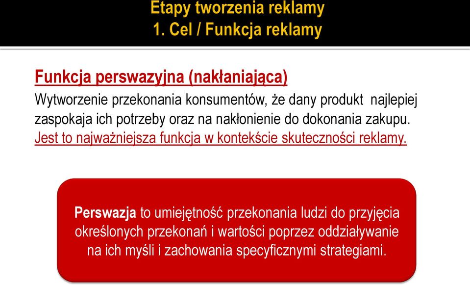 Jest to najważniejsza funkcja w kontekście skuteczności reklamy.