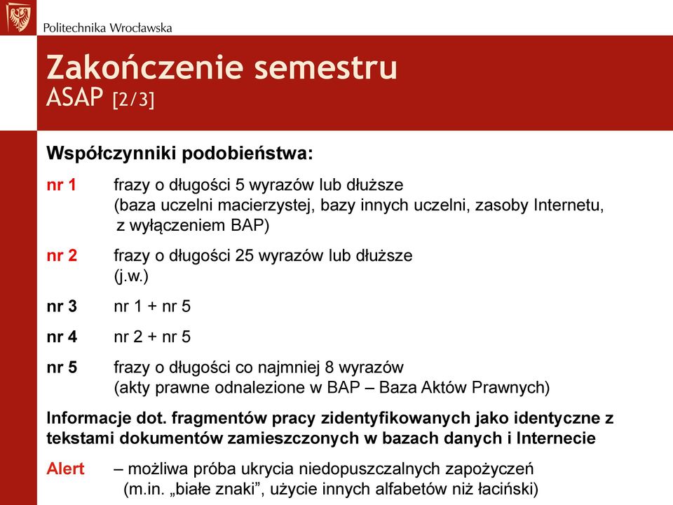 łączeniem BAP) frazy o długości 25 wy