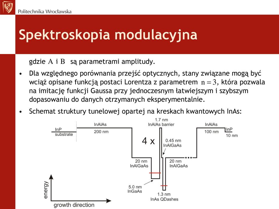 funkcją postaci Lorentza z parametrem n 3, która pozwala na imitację funkcji Gaussa przy