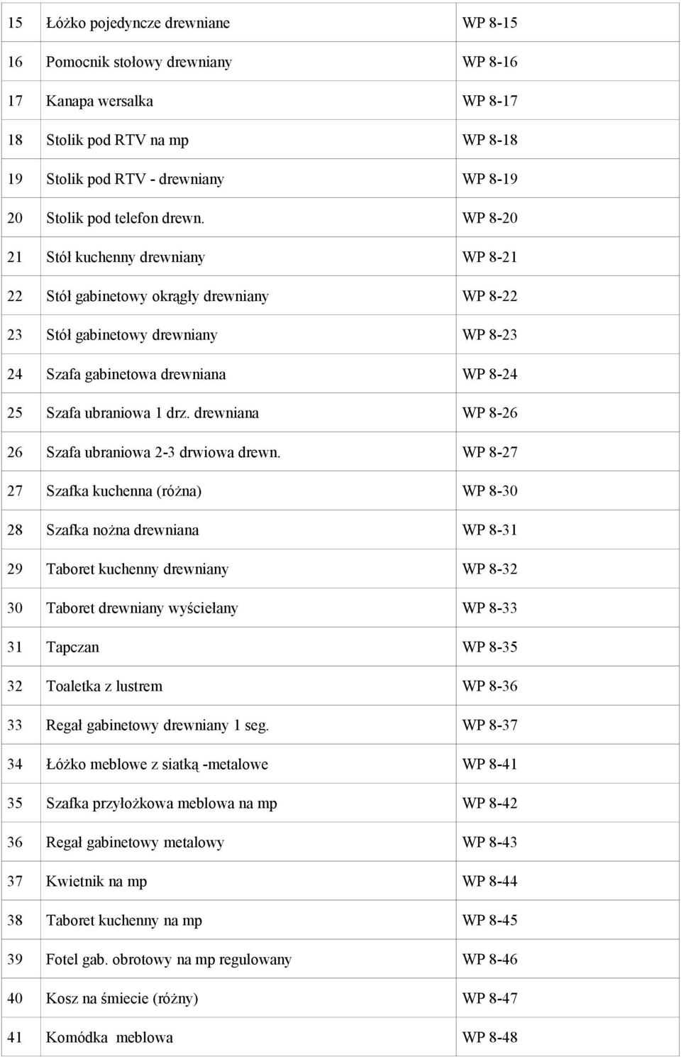 drewniana WP 8-26 26 Szafa ubraniowa 2-3 drwiowa drewn.