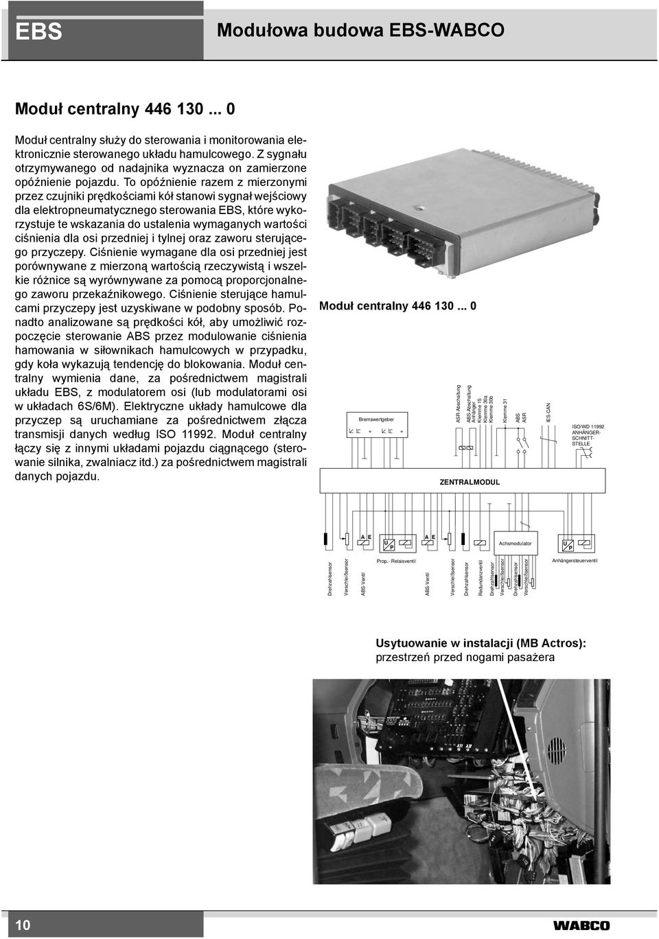 To opóźnienie razem z mierzonymi przez czujniki prędkościami kół stanowi sygnał wejściowy dla elektropneumatycznego sterowania, które wykorzystuje te wskazania do ustalenia wymaganych wartości
