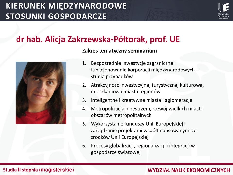 Atrakcyjność inwestycyjna, turystyczna, kulturowa, mieszkaniowa miast i regionów 3. Inteligentne i kreatywne miasta i aglomeracje 4.