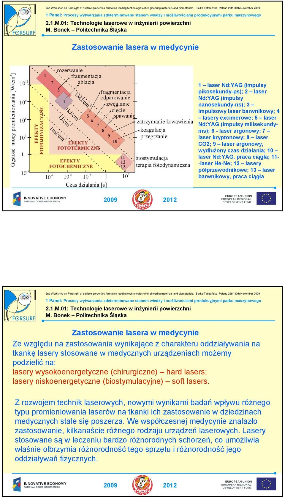 barwnikowy, praca ciągła Zastosowanie lasera w medycynie Ze względu na zastosowania wynikające z charakteru oddziaływania na tkankę lasery stosowane w medycznych urządzeniach możemy podzielić na: