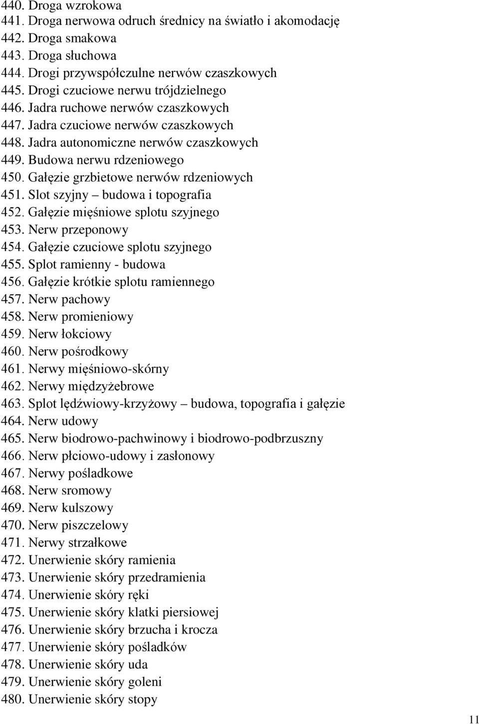 Gałęzie grzbietowe nerwów rdzeniowych 451. Slot szyjny budowa i topografia 452. Gałęzie mięśniowe splotu szyjnego 453. Nerw przeponowy 454. Gałęzie czuciowe splotu szyjnego 455.