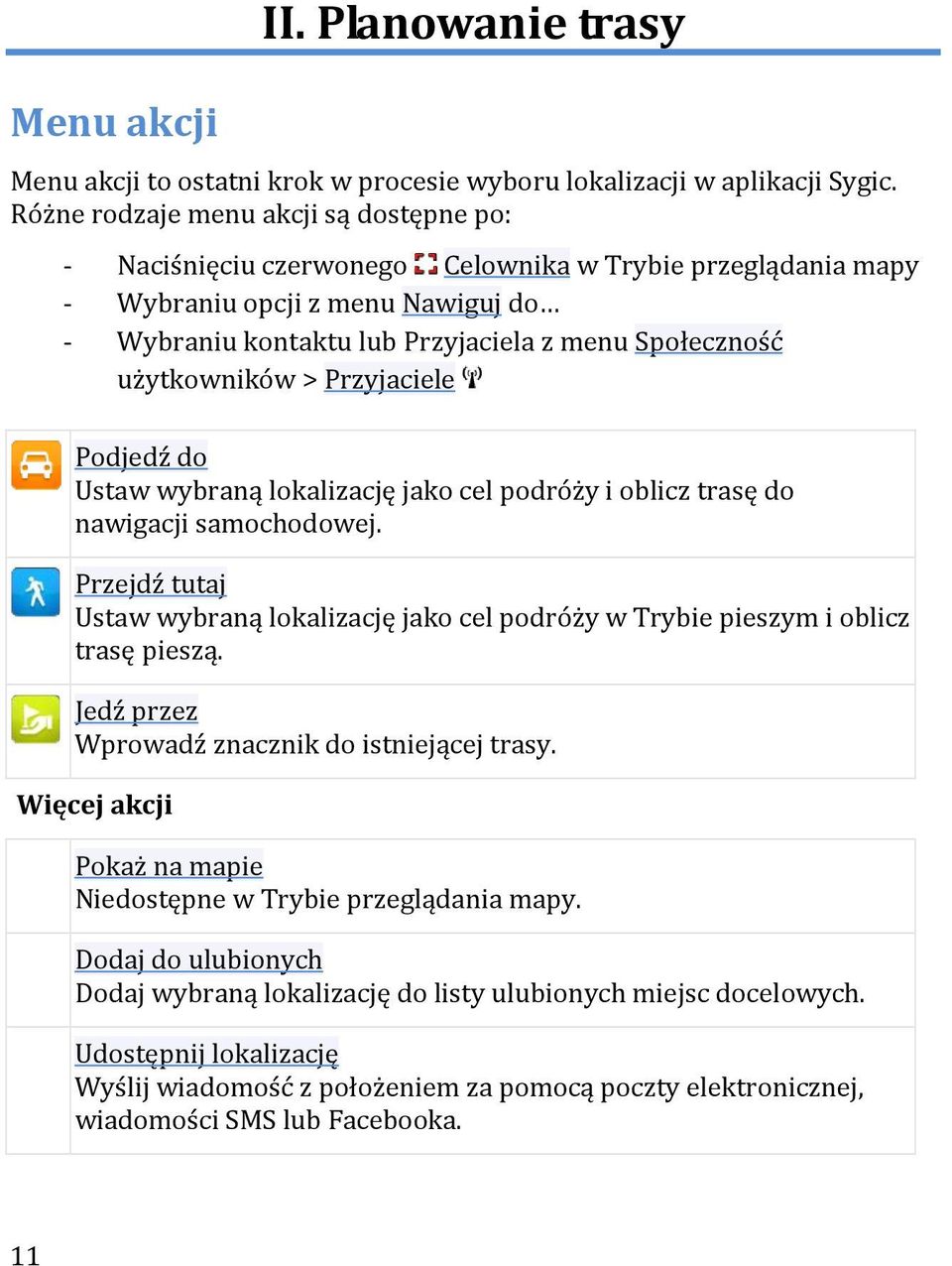 użytkowników > Przyjaciele Podjedź do Ustaw wybraną lokalizację jako cel podróży i oblicz trasę do nawigacji samochodowej.