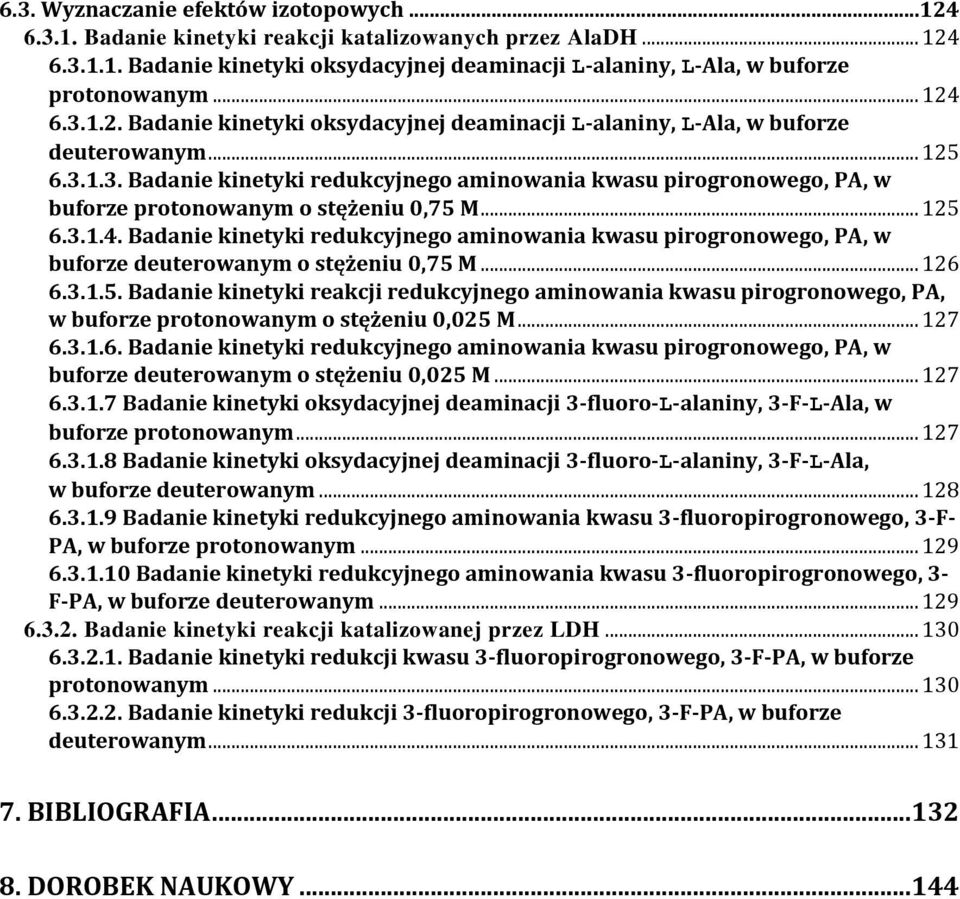 .. 125 6.3.1.4. Badanie kinetyki redukcyjnego aminowania kwasu pirogronowego, PA, w buforze deuterowanym o stężeniu 0,75 M... 126 6.3.1.5. Badanie kinetyki reakcji redukcyjnego aminowania kwasu pirogronowego, PA, w buforze protonowanym o stężeniu 0,025 M.