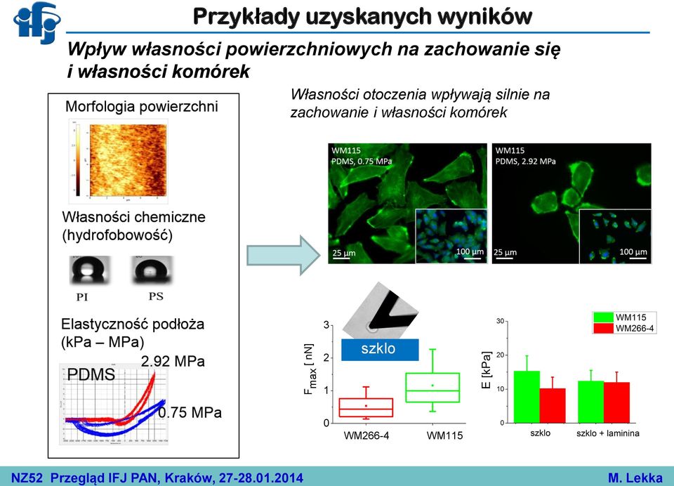 własności komórek Własności otoczenia wpływają silnie
