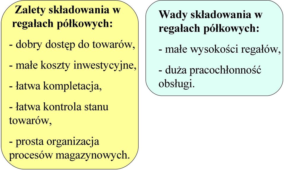 towarów, - prosta organizacja procesów magazynowych.