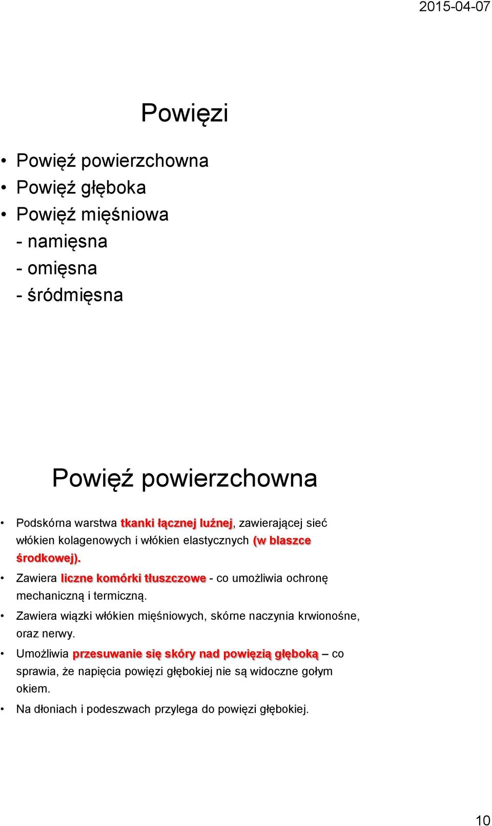 Zawiera liczne komórki tłuszczowe - co umożliwia ochronę mechaniczną i termiczną.