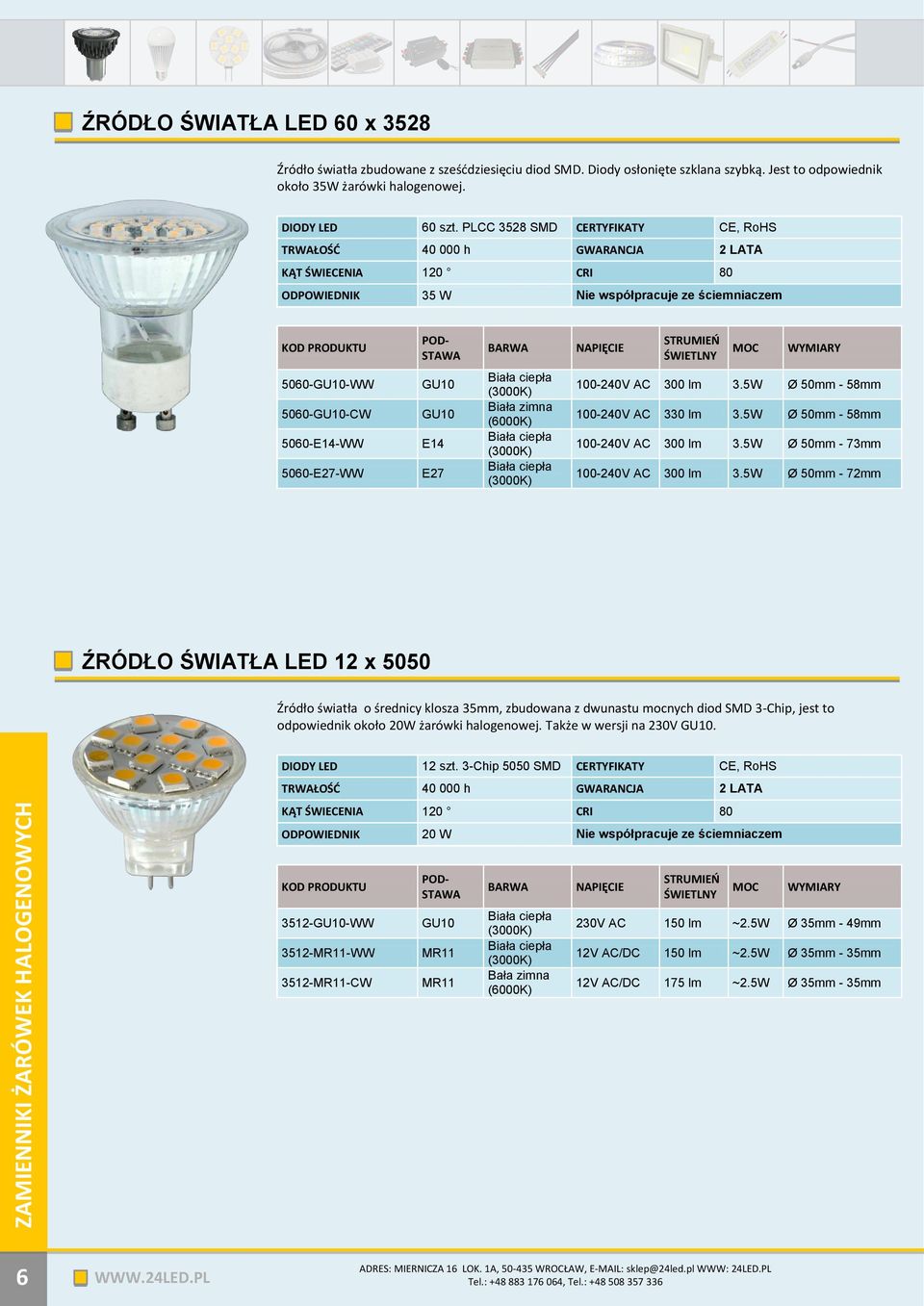 3.5W Ø 50mm - 58mm 100-240V AC 330 lm 3.5W Ø 50mm - 58mm 100-240V AC 300 lm 3.5W Ø 50mm - 73mm 100-240V AC 300 lm 3.