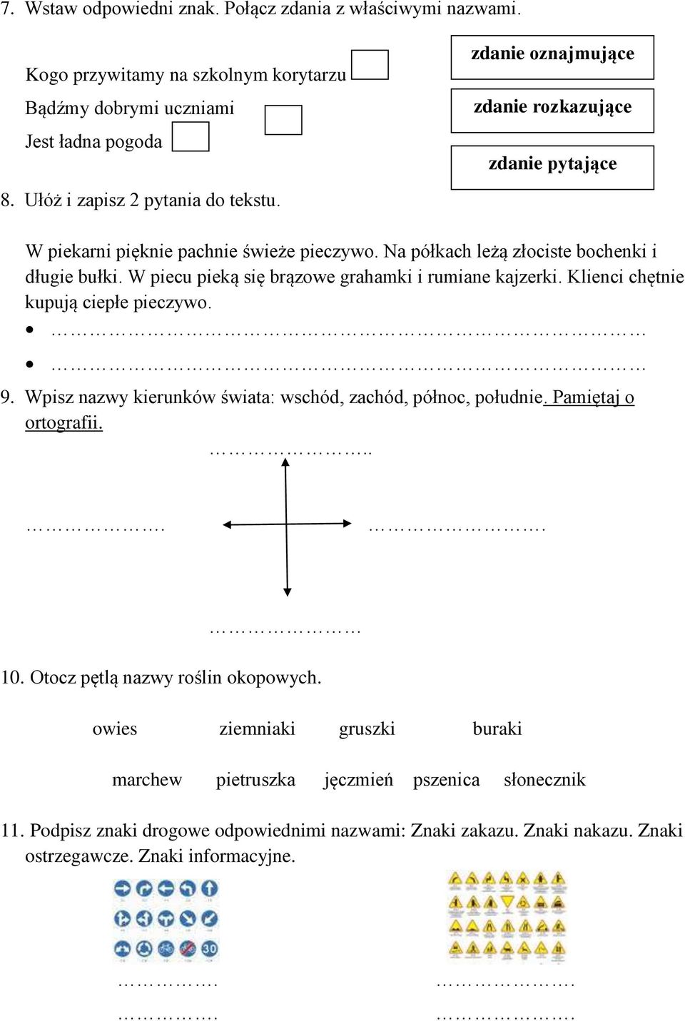 W piekarni pięknie pachnie świeże pieczywo. Na półkach leżą złociste bochenki i długie bułki. W piecu pieką się brązowe grahamki i rumiane kajzerki.