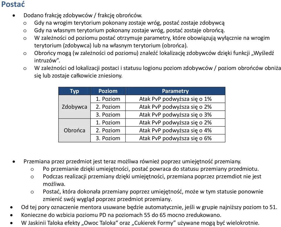 o Obrońcy mogą (w zależności od poziomu) znaleźć lokalizację zdobywców dzięki funkcji Wyśledź intruzów.