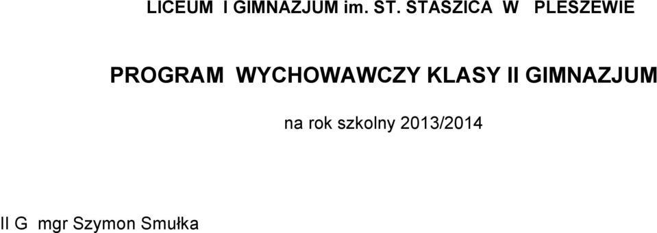 WYCHOWAWCZY KLASY II GIMNAZJUM na