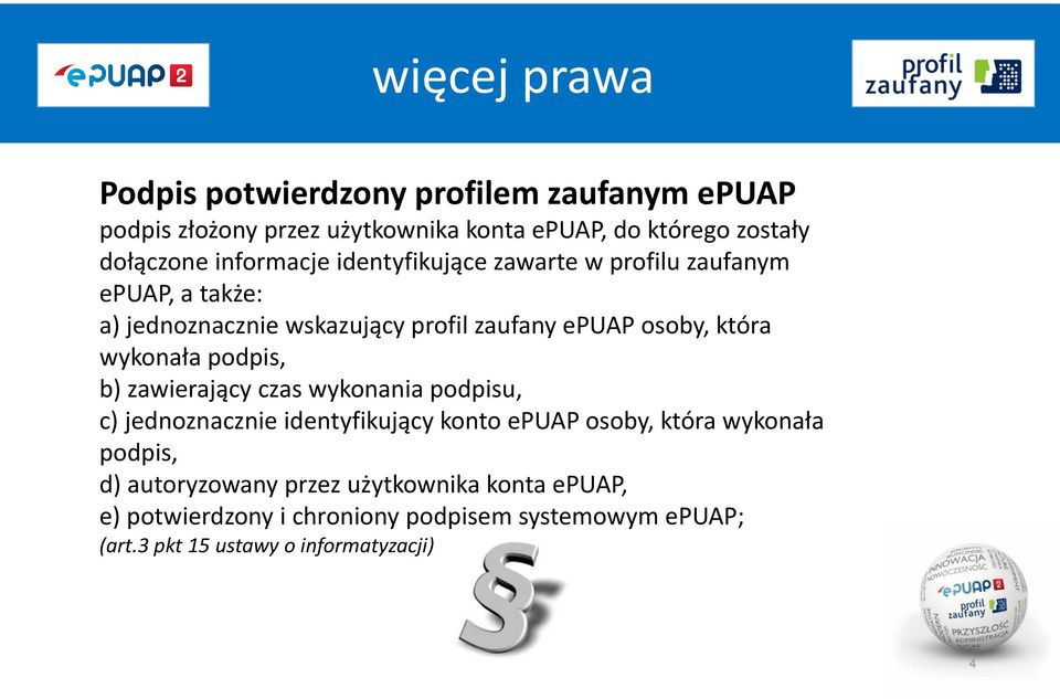 wykonała podpis, b) zawierający czas wykonania podpisu, c) jednoznacznie identyfikujący konto epuap osoby, która wykonała podpis, d)