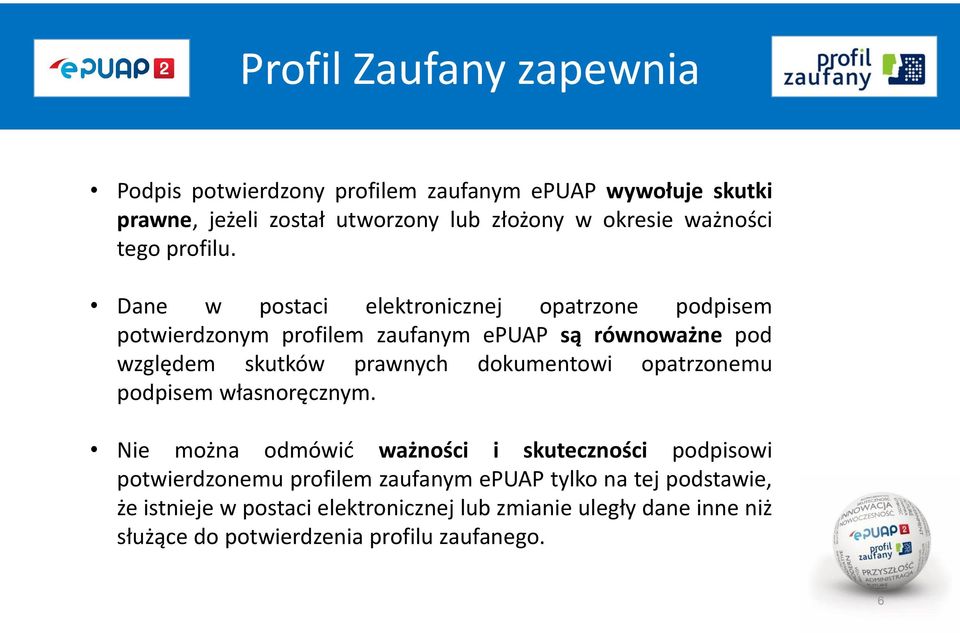 Dane w postaci elektronicznej opatrzone podpisem potwierdzonym profilem zaufanym epuap są równoważne pod względem skutków prawnych dokumentowi