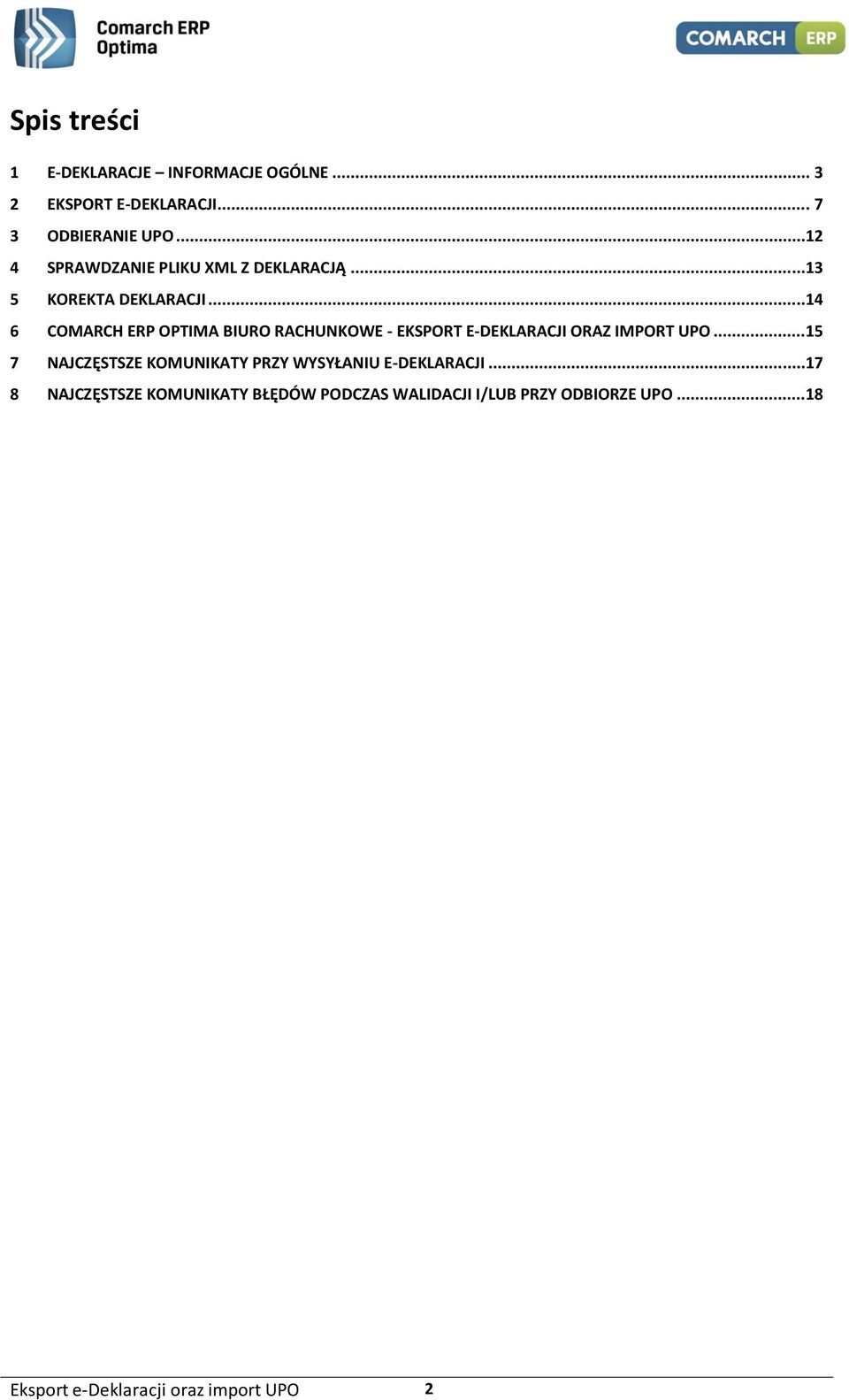 ..14 6 COMARCH ERP OPTIMA BIURO RACHUNKOWE - EKSPORT E-DEKLARACJI ORAZ IMPORT UPO.