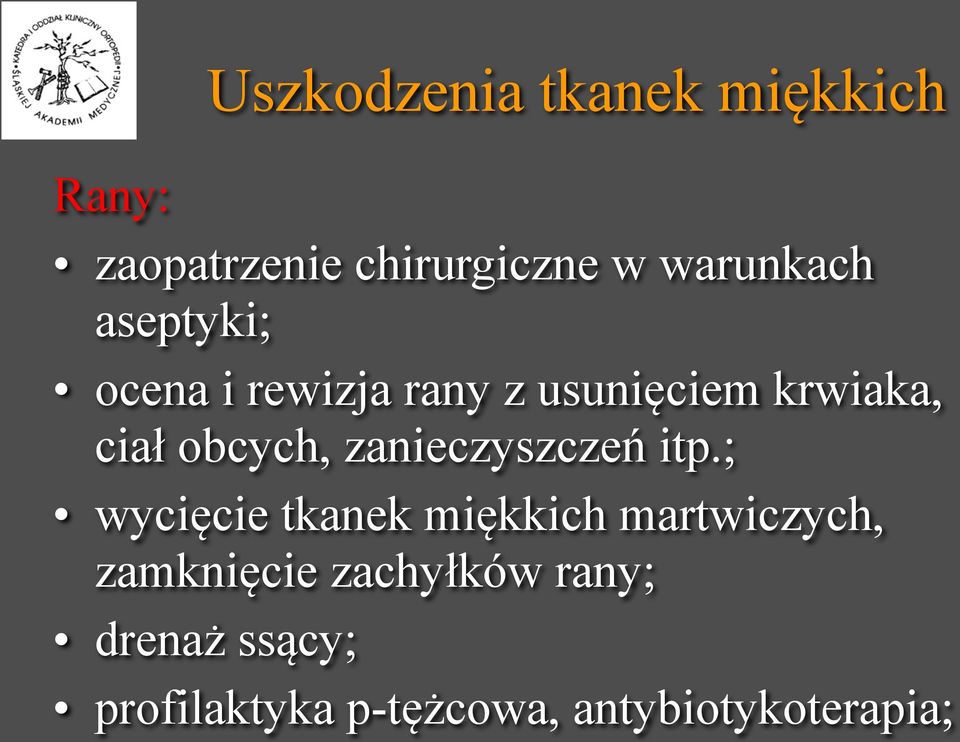 obcych, zanieczyszczeń itp.